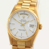 Rolex President Ref 18238 18K Gold White Porcelain Dial